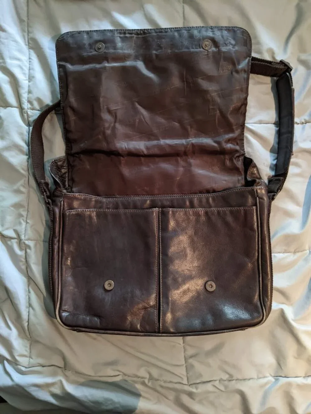 Kenneth Cole Reaction Brown Leather Messenger Laptop Bag Crossbody Briefcase